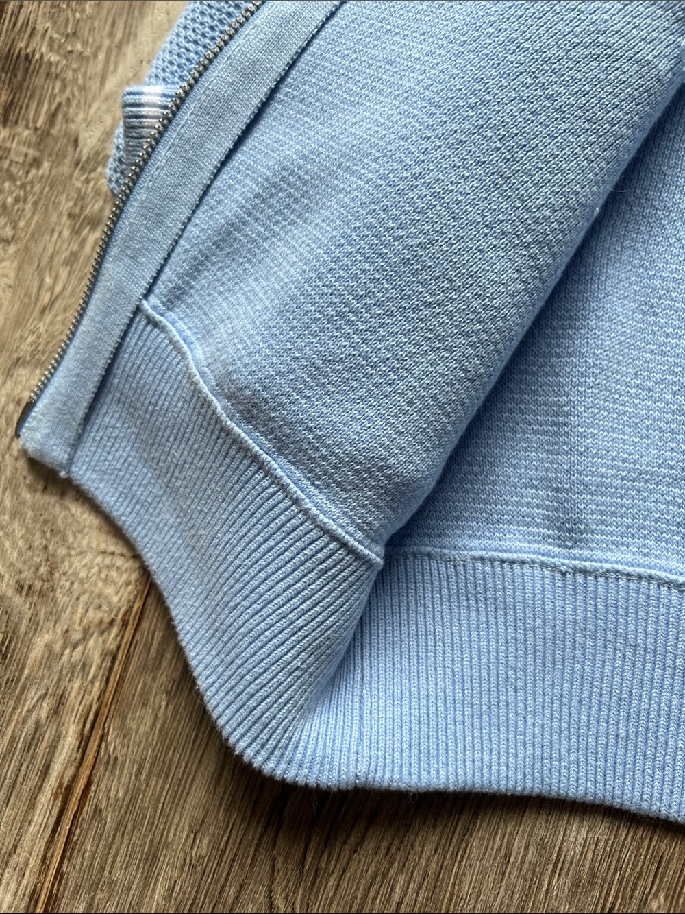 ALO Tennis Club Cotton Sweater Knit Full Zip Jacket size XS Seashell Blue - Picture 8 of 10